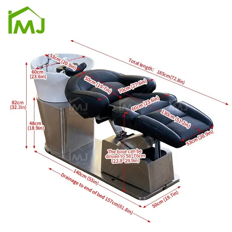 Stainless Steel Frame Salon Hair Wash Electric Lift Shampoo Bed Japanese Head Spa Chair — image 7