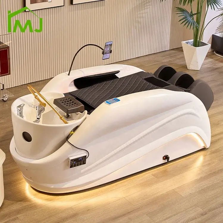 Modern Beauty Salon Hair Wash Facial Nursing Reclining Head Spa Electric Shampoo Massage Bed — image 4