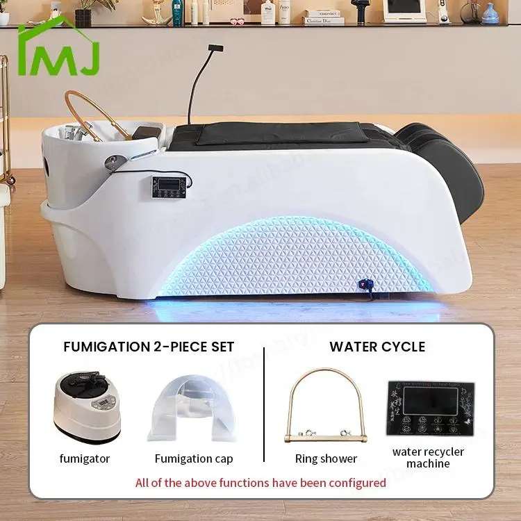Salon Sink Shampoo Bowl and Chair Hair Washing Electric Massage Chair Head Spa Bed — image 6