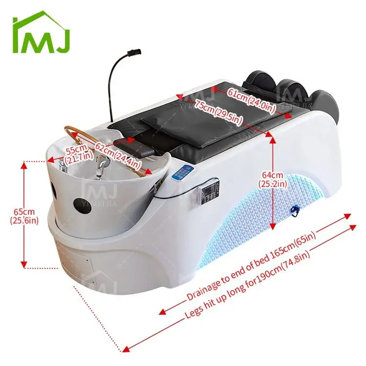 Salon Sink Shampoo Bowl and Chair Hair Washing Electric Massage Chair Head Spa Bed — image 7