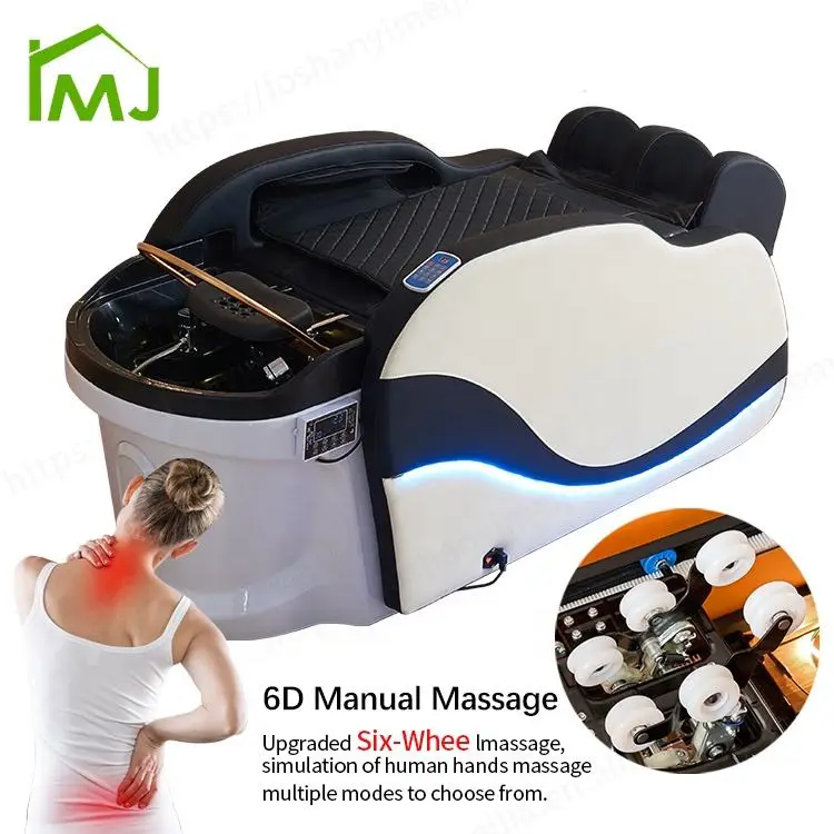 Multifunction Salon Reclining Shampoo Water Therapy Electric Massage Head Spa Bed — image 5