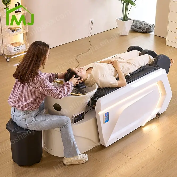 Hair Salon Washing Chair Thai Massage Shampoo Sink Modern Electric Head Spa Bed — image 4