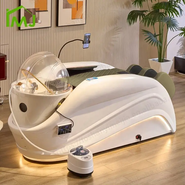 Salon Recliner Electric Hair Washing Massage Head Spa Bed With Water Circulation and Steamer — view 2