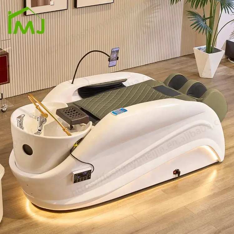 Salon Recliner Electric Hair Washing Massage Head Spa Bed With Water Circulation and Steamer — view 3