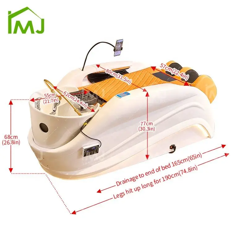 Salon Recliner Electric Hair Washing Massage Head Spa Bed With Water Circulation and Steamer — view 6