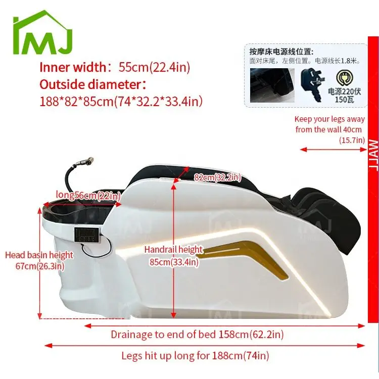 Factory Outlet Luxury Salon Hair Washing Electric Massage Table Shampoo Bed — image 7