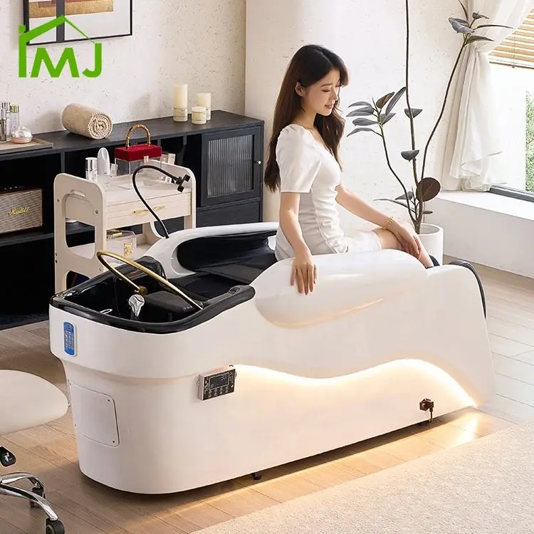Salon Barbershop Head Spa Bed Massaging Electric Massage Shampoo Chair with Bowl — image 4