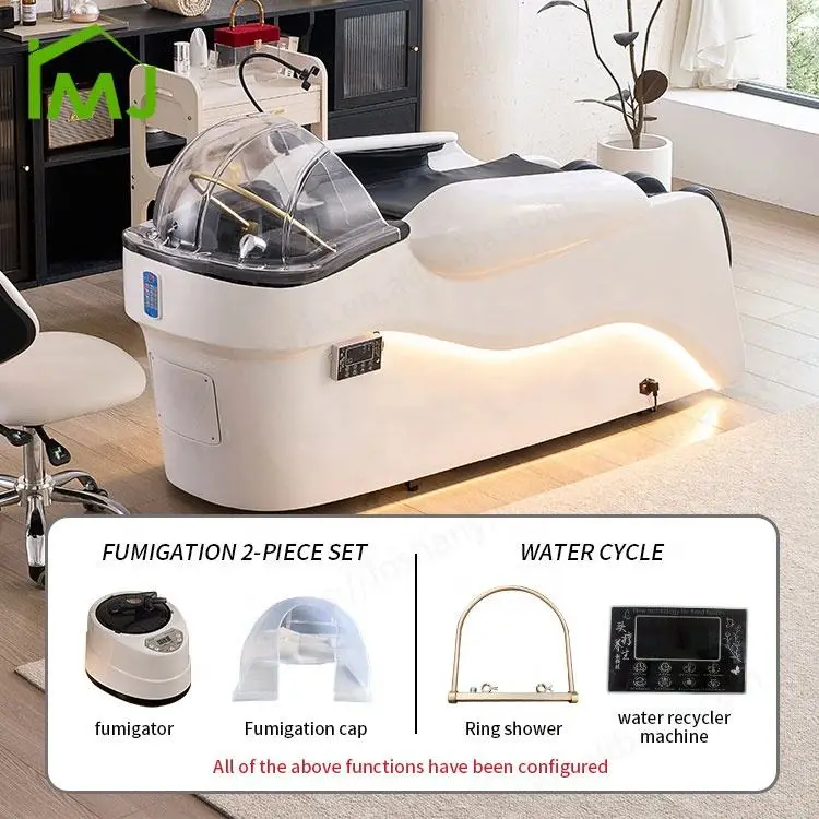 Salon Barbershop Head Spa Bed Massaging Electric Massage Shampoo Chair with Bowl — image 6