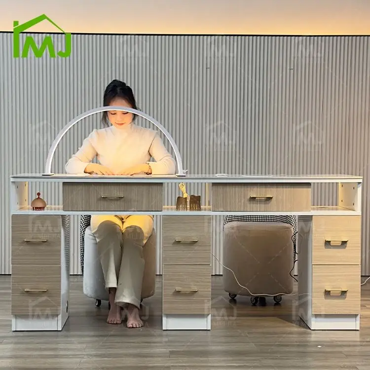 Beauty Salon Furniture Nail Desk With Dust Collector Manicure Double Nail Table — image 3