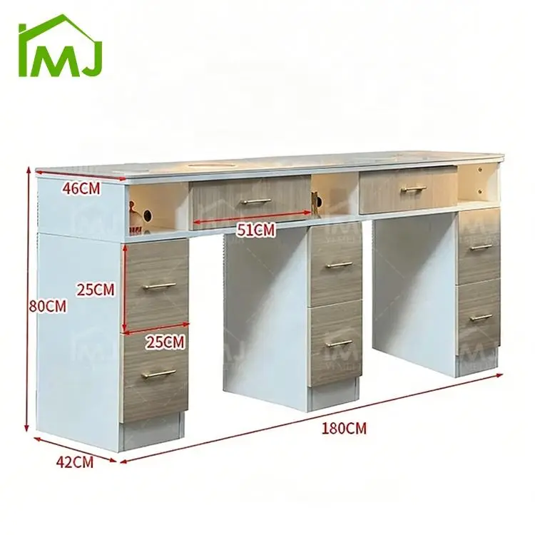 Beauty Salon Furniture Nail Desk With Dust Collector Manicure Double Nail Table — image 6