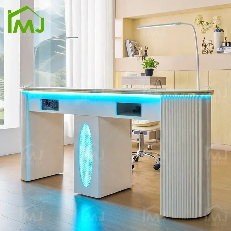 Nail Salon Modern Storage Double Desk Nail Tech Table Wooden Manicure Table — image 3