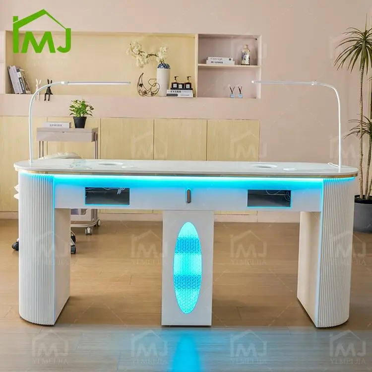 Nail Salon Modern Storage Double Desk Nail Tech Table Wooden Manicure Table — image 4