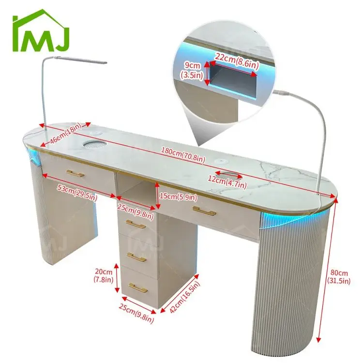 Nail Salon Modern Storage Double Desk Nail Tech Table Wooden Manicure Table — image 6