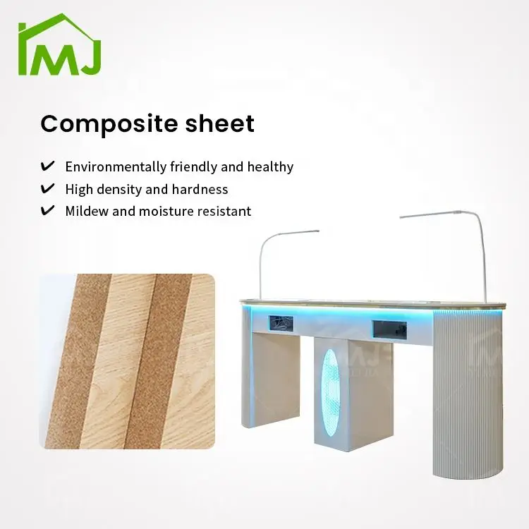 Nail Salon Modern Storage Double Desk Nail Tech Table Wooden Manicure Table — image 7