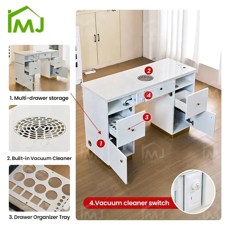 Nail Salon Furniture Technician Makeup Nail Desk Storage Professional Manicure Table — image 7