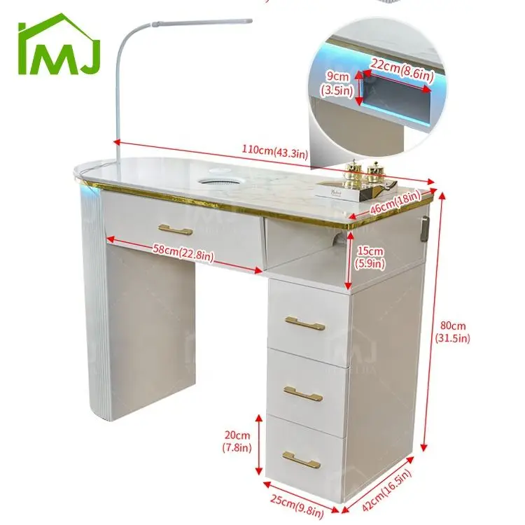 Luxury Salon Station Nail Technician Table and Chairs Storage Nail Care Manicure Desk — image 6