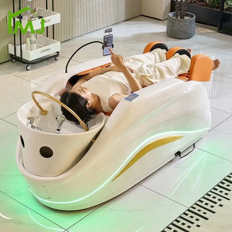 Custom Comfortable Full Body Electric Massage Table Beauty Salon Head Spa Shampoo Bed — view 2