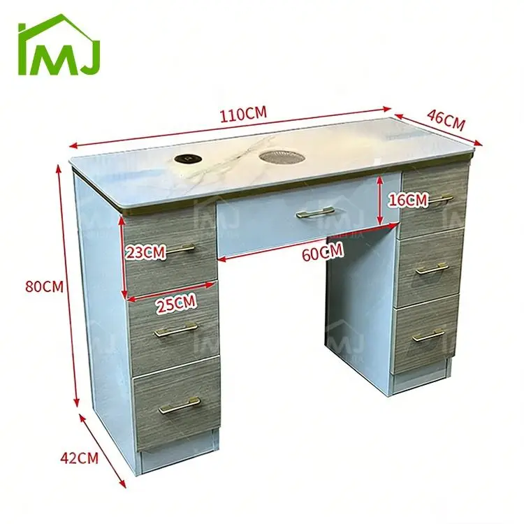 Modern Salon Furniture Storage Wooden Makeup Mesas De ManicuraTable Nail Desk — image 7