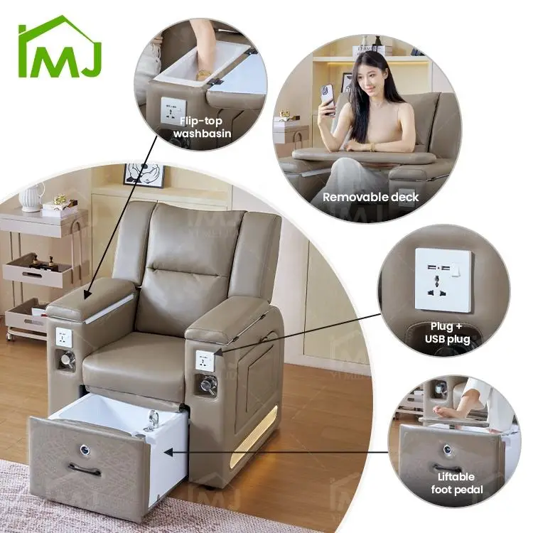 Modern Nail Salon Furniture Manicure Reclining Foot Spa Bath Pedicure Chair — image 5