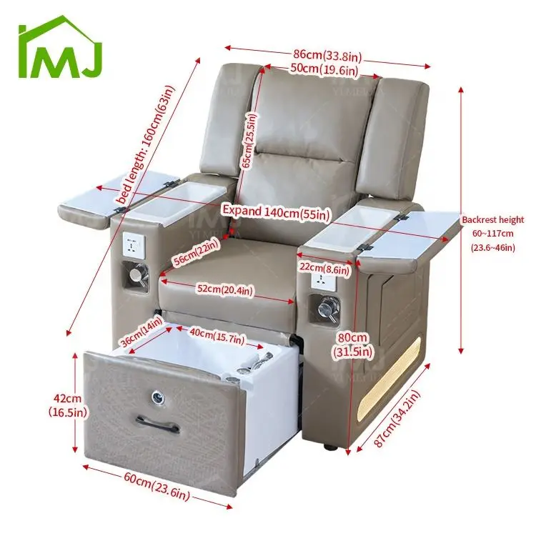 Modern Nail Salon Furniture Manicure Reclining Foot Spa Bath Pedicure Chair — image 6