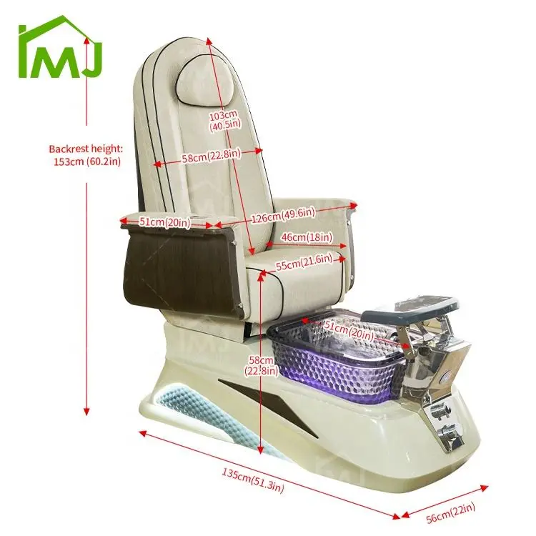 Salon Silla De Pedicura Manicure Foot Spa Electric Massage Pedicure Chair With Pump Drain — image 7