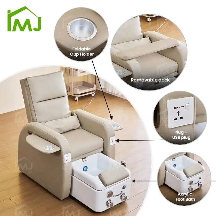Modern Nail Salon Furniture Reclining Foot Bath Massage Manicure Pedicure Spa Chair — image 5