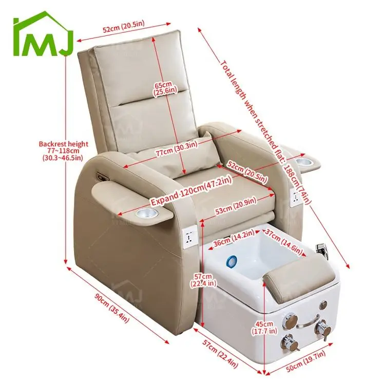 Modern Nail Salon Furniture Reclining Foot Bath Massage Manicure Pedicure Spa Chair — image 7