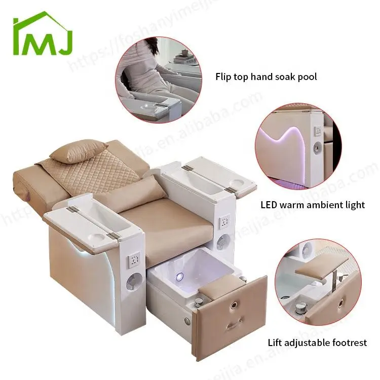 Modern Nail Salon Electric Reclining Foot Spa Bath Manicure Pedicure Massage Chair — image 5