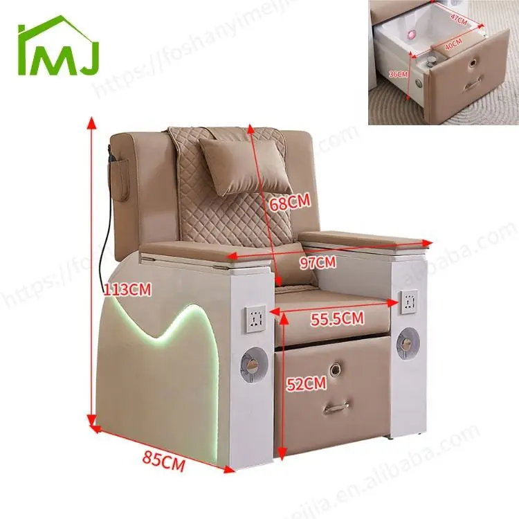 Modern Nail Salon Electric Reclining Foot Spa Bath Manicure Pedicure Massage Chair — image 7