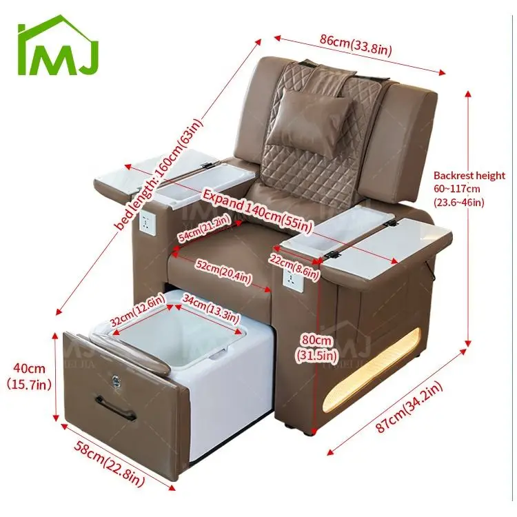 Nail Salon Electric Reclining Foot Spa Bath Manicure No Plumbing Pedicure Massage Chair — view 6