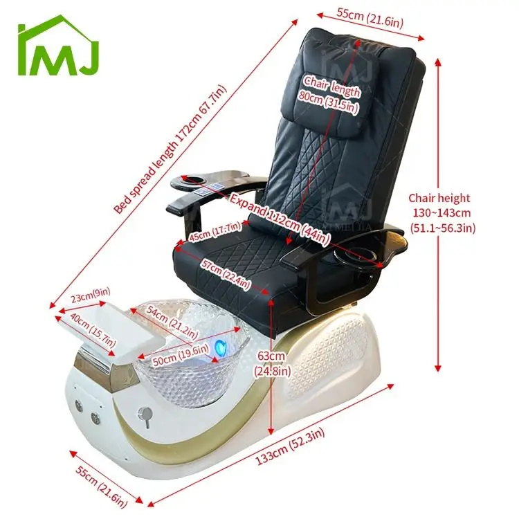 Luxury Nail Salon Foot Care Manicure Foot Spa Electric Massage Pedicure Chair — image 5