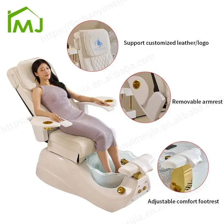 Modern Nail Salon Manicure Electric Reclining Massage Foot Spa Pedicure Chair — image 5
