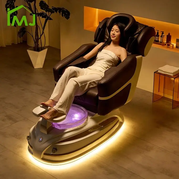 Luxury Nail Salon Foot Bathing Adjustable Recline Electric Massage Spa Pedicure Chair — view 1