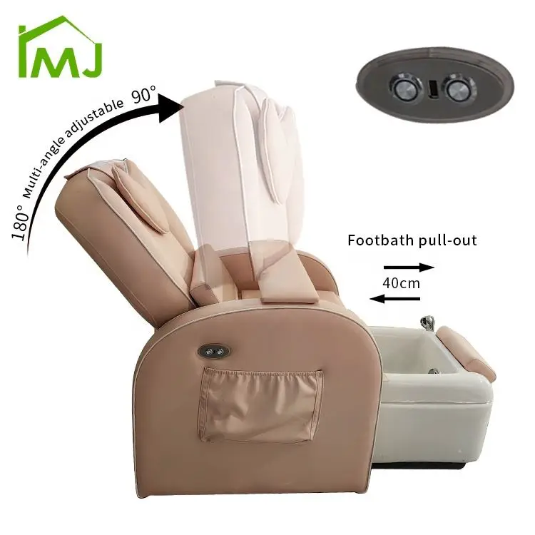 Multifunction Nail Salon Furniture Reclining Foot Spa Massage Pedicure Chair With Basin — view 4