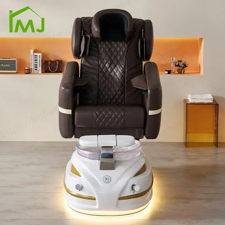 Luxury Nail Salon Adjustable Recline Electric Massage Foot Spa Pedicure Chair With Basin — image 3