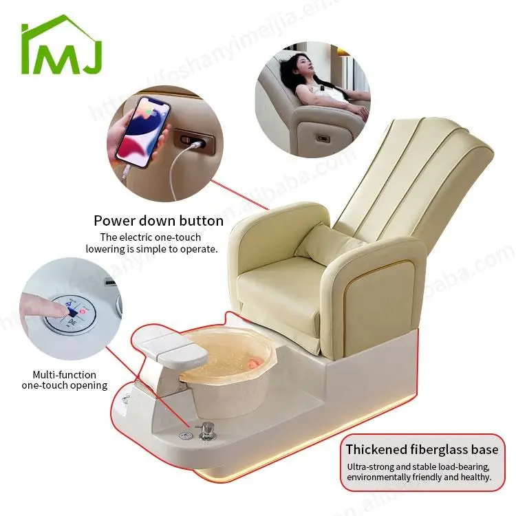 Nail Salon Multifunction Manicure Adjustable Recline Foot Spa Massage Pedicure Chair — image 5