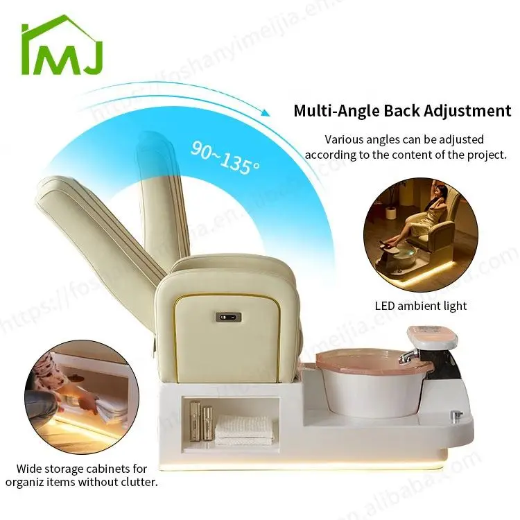 Nail Salon Multifunction Manicure Adjustable Recline Foot Spa Massage Pedicure Chair — image 6