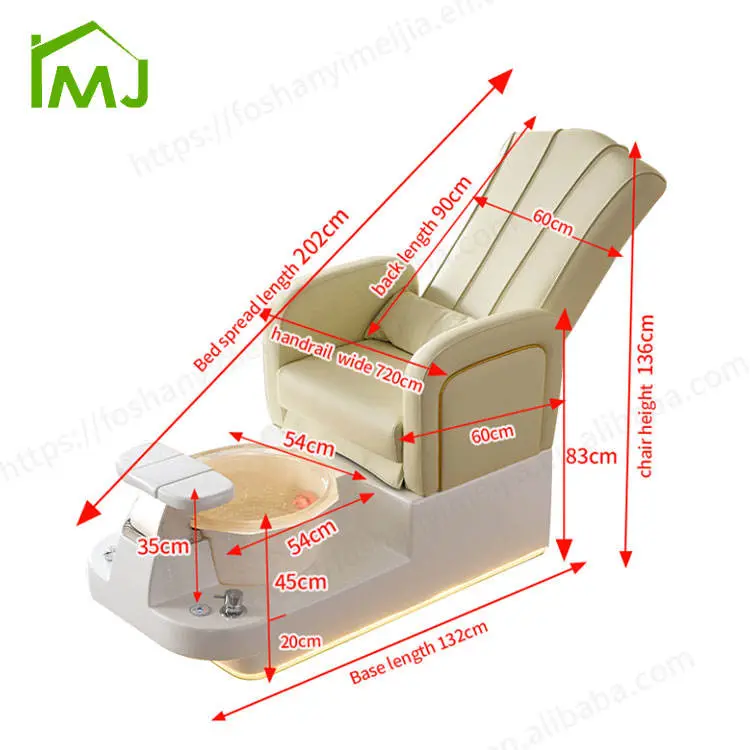 Nail Salon Multifunction Manicure Adjustable Recline Foot Spa Massage Pedicure Chair — image 7