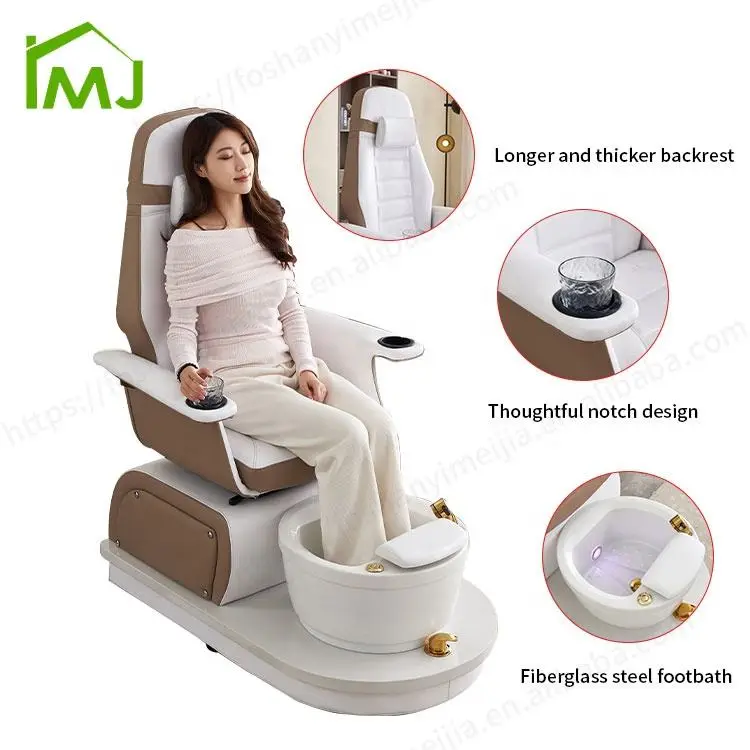 Modern Nail Salon Rotating Foot Spa Manicure Station Pedicure Chairs With Basin — image 6