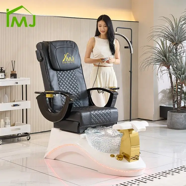 Modern Nail Salon Electric Reclining Foot Spa Bathing Manicure Station Throne Pedicure Chair — image 3