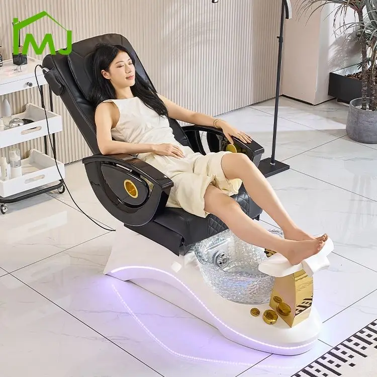 Modern Nail Salon Electric Reclining Foot Spa Bathing Manicure Station Throne Pedicure Chair — image 4