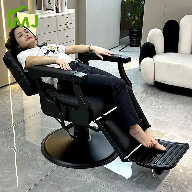 Professional Barbershop Black Hair Salon Furniture Adjustable Rotation Barber Chair — image 2
