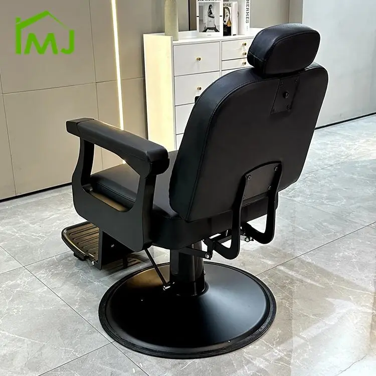 Professional Barbershop Black Hair Salon Furniture Adjustable Rotation Barber Chair — image 3