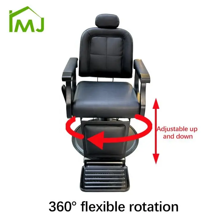 Professional Barbershop Black Hair Salon Furniture Adjustable Rotation Barber Chair — image 5