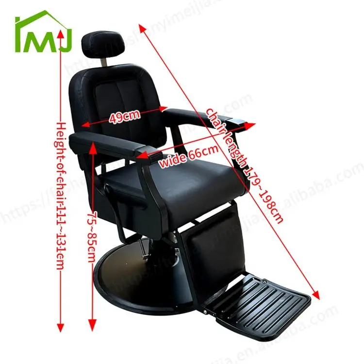 Professional Barbershop Black Hair Salon Furniture Adjustable Rotation Barber Chair — image 6