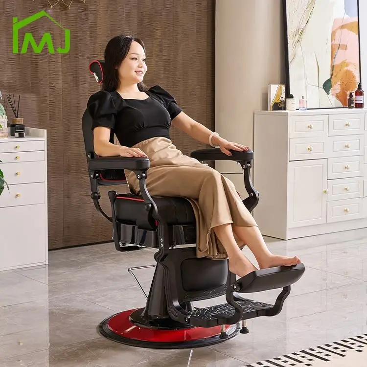 Beauty Salon Furniture Vintage Hairdressing Chair Hydraulic Recliner Hair Barber Chair — image 3