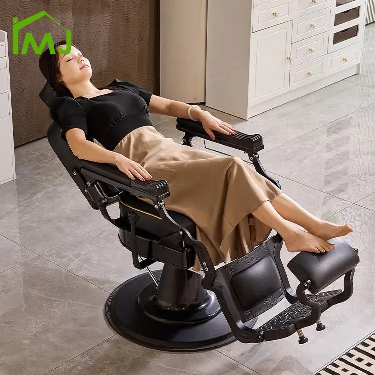 Barber Shop Professional Hairdressing Hydraulic Recliner Hair Chair Vintage Barber Chair — image 3