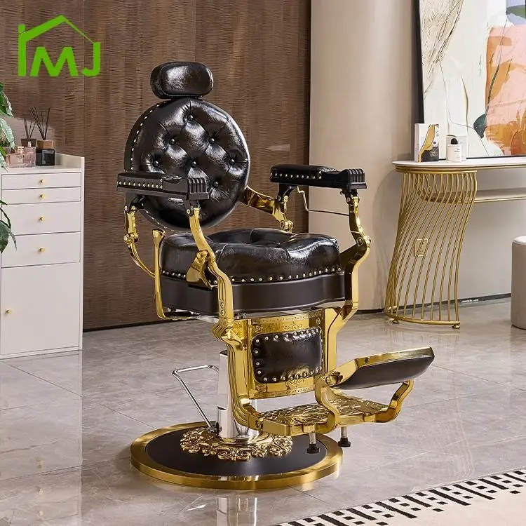 Professional Vintage Barber Chair Hairdressing Hydraulic Recliner Rotatable Barber Chair — view 2