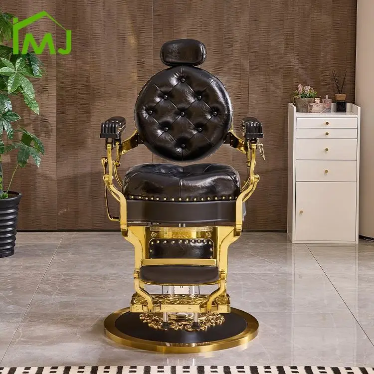Professional Vintage Barber Chair Hairdressing Hydraulic Recliner Rotatable Barber Chair — view 3