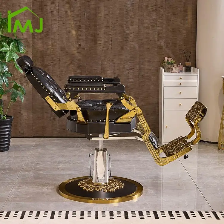 Professional Vintage Barber Chair Hairdressing Hydraulic Recliner Rotatable Barber Chair — view 4